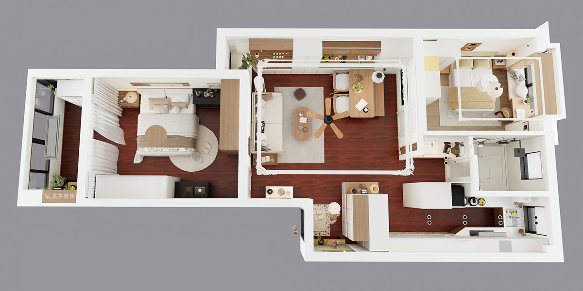 朱明琪｜一品嘉园1-29-505-84㎡-中古风｜2室1厅1卫｜老房装修｜定制家｜全包13